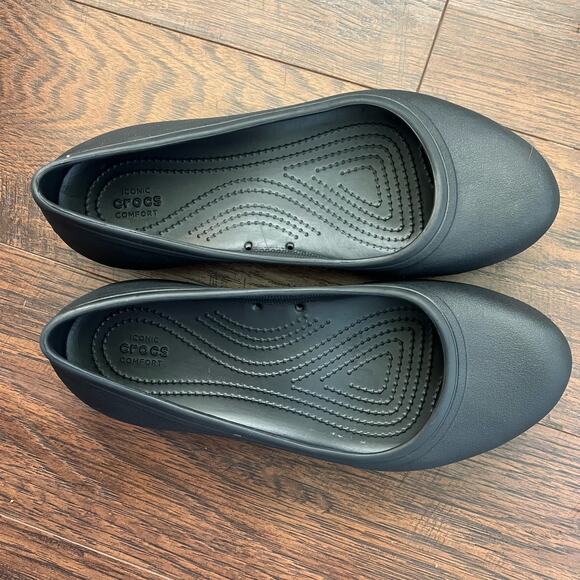 Crocs Black Classic Ballet Slip On Flats Comfort Womens Size 9 - Picture 7 of 9